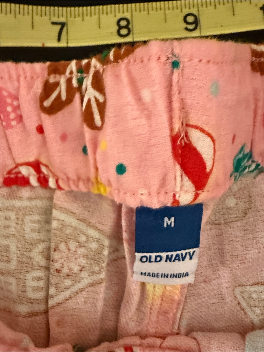 Old Navy Pink and Cream Gingerbread 'OH SNAP' ladies Pajama Set Top L bottom M - Picture 10 of 11